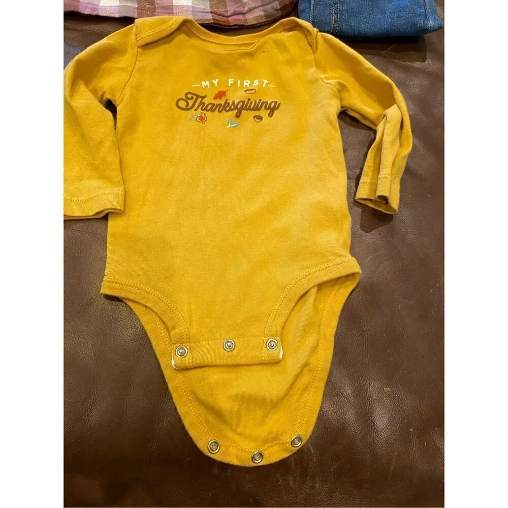 ✅Carter’s fall bundle thanksgiving overalls Sz 12 months